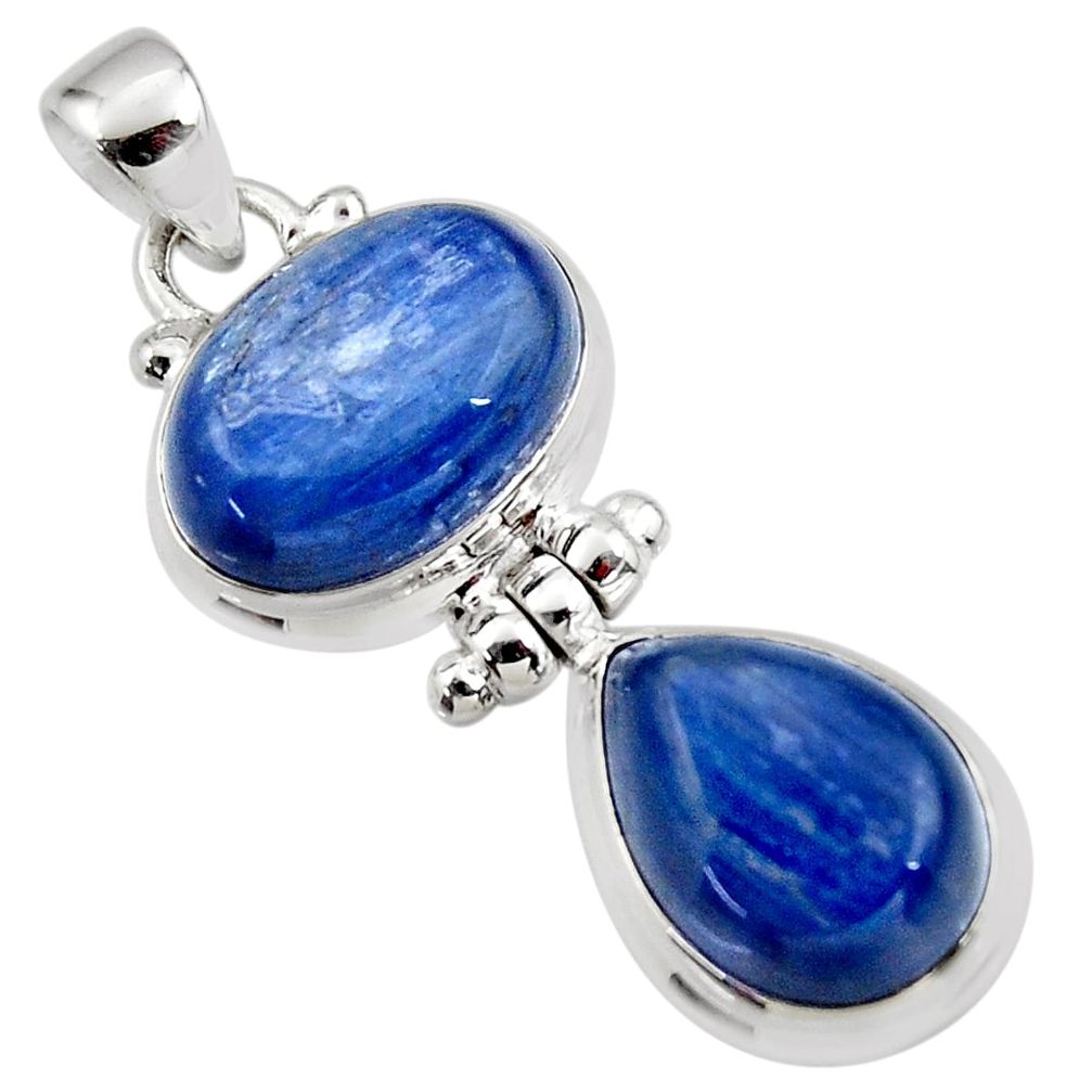 13.51cts natural blue kyanite 925 sterling silver pendant jewelry r46841