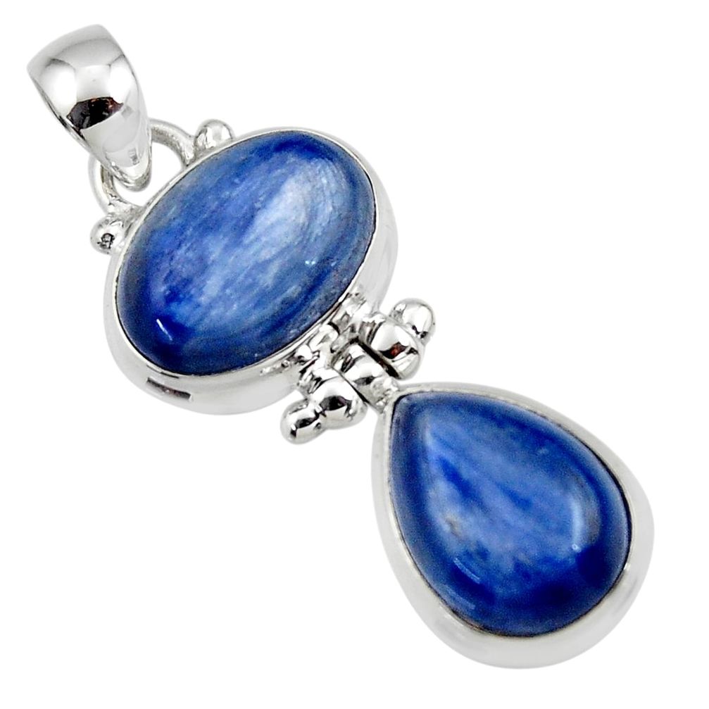 13.47cts natural blue kyanite 925 sterling silver pendant jewelry r46842