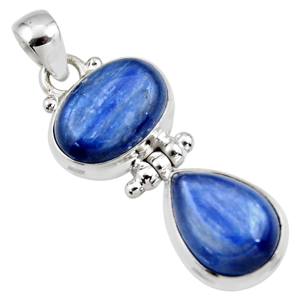 13.39cts natural blue kyanite 925 sterling silver pendant jewelry r46845