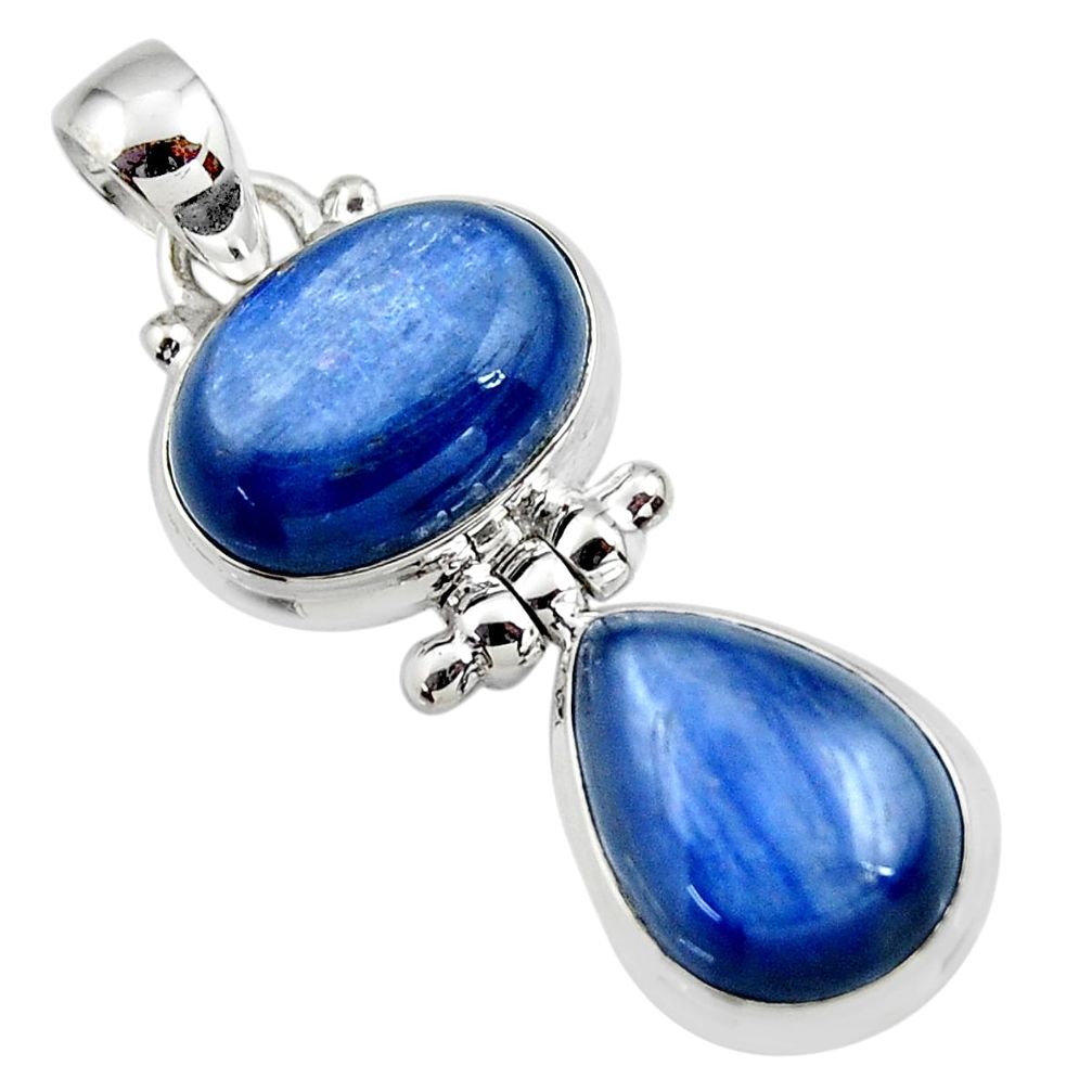 13.19cts natural blue kyanite 925 sterling silver pendant jewelry r46858