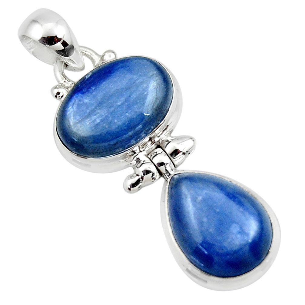 12.88cts natural blue kyanite 925 sterling silver pendant jewelry r46860