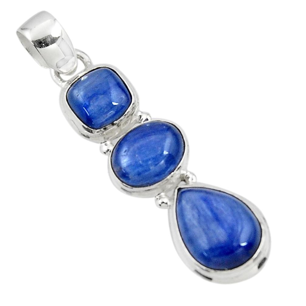 13.82cts natural blue kyanite 925 sterling silver pendant jewelry r47183