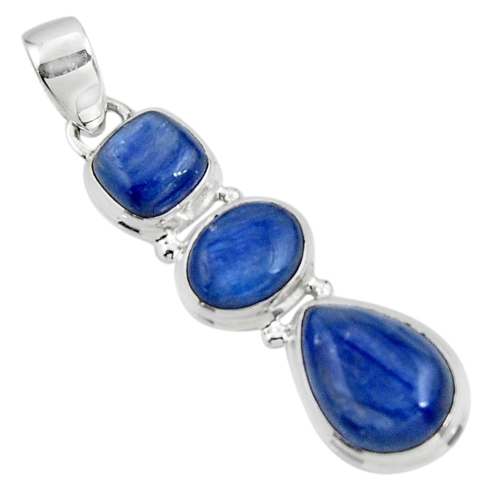 13.98cts natural blue kyanite 925 sterling silver pendant jewelry r47185