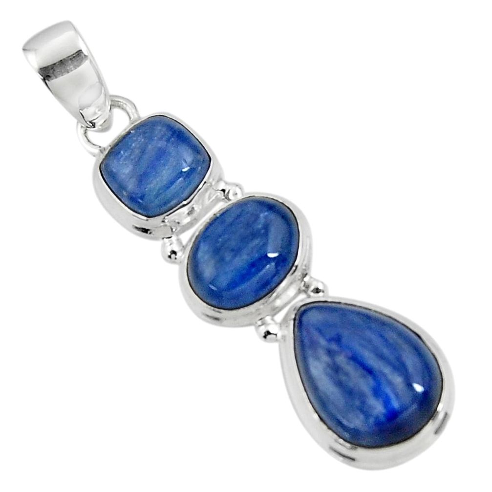 13.88cts natural blue kyanite 925 sterling silver pendant jewelry r47188