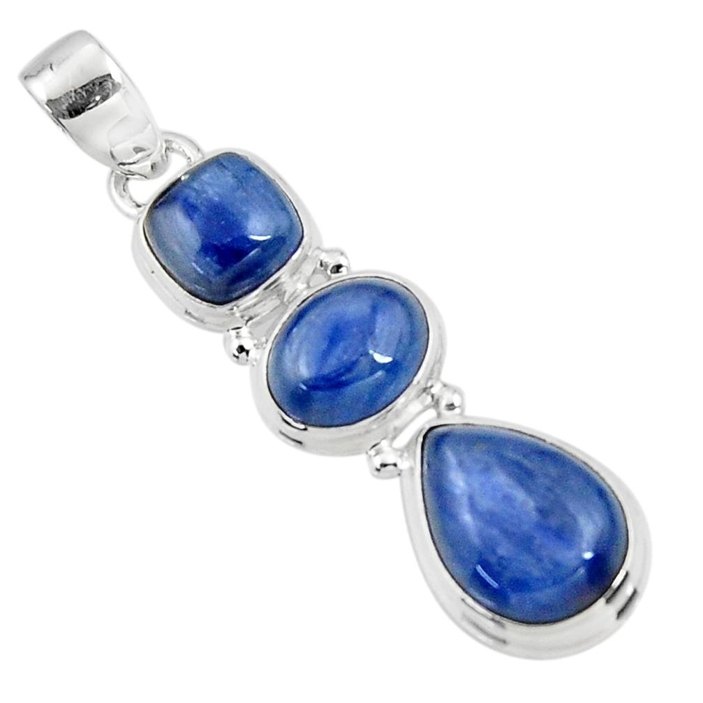 14.41cts natural blue kyanite 925 sterling silver pendant jewelry r47192