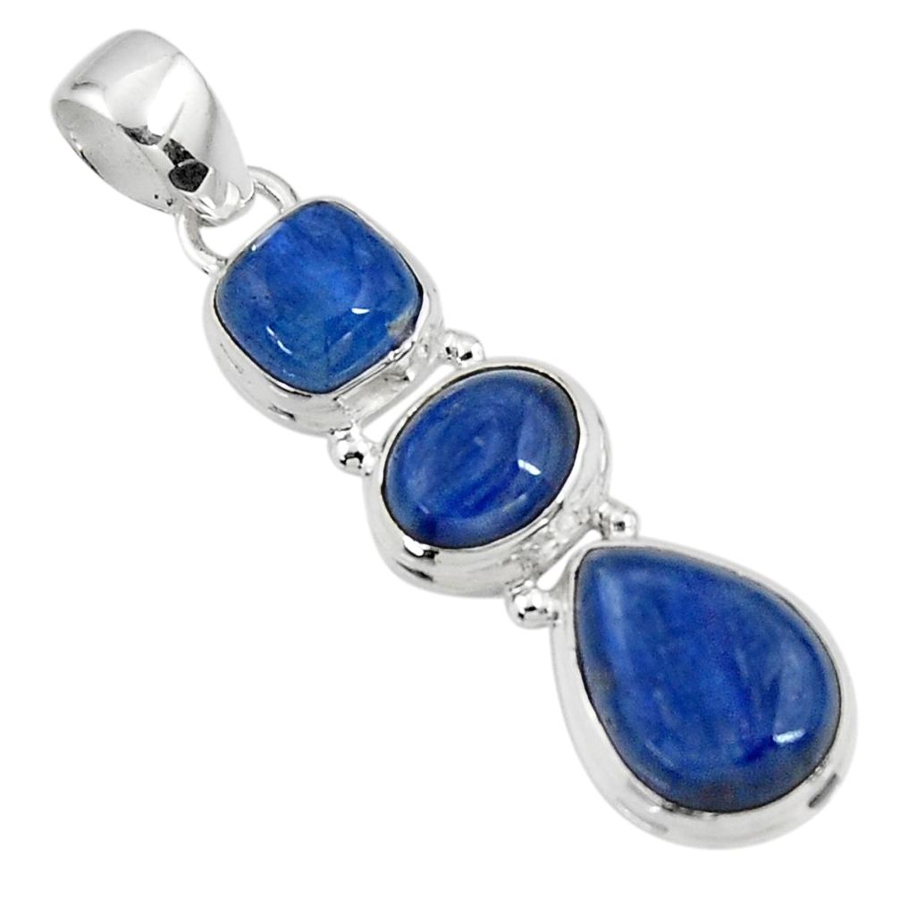 13.98cts natural blue kyanite 925 sterling silver pendant jewelry r47197