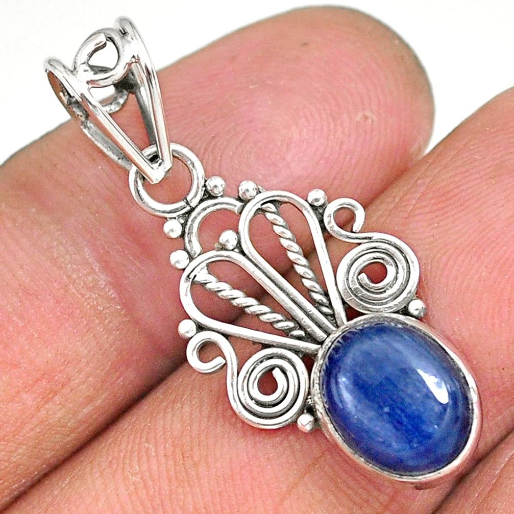 3.72cts natural blue kyanite 925 sterling silver pendant jewelry r90222