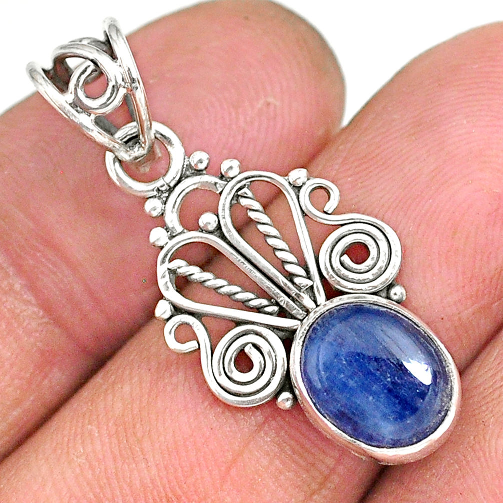 3.60cts natural blue kyanite 925 sterling silver pendant jewelry r90223