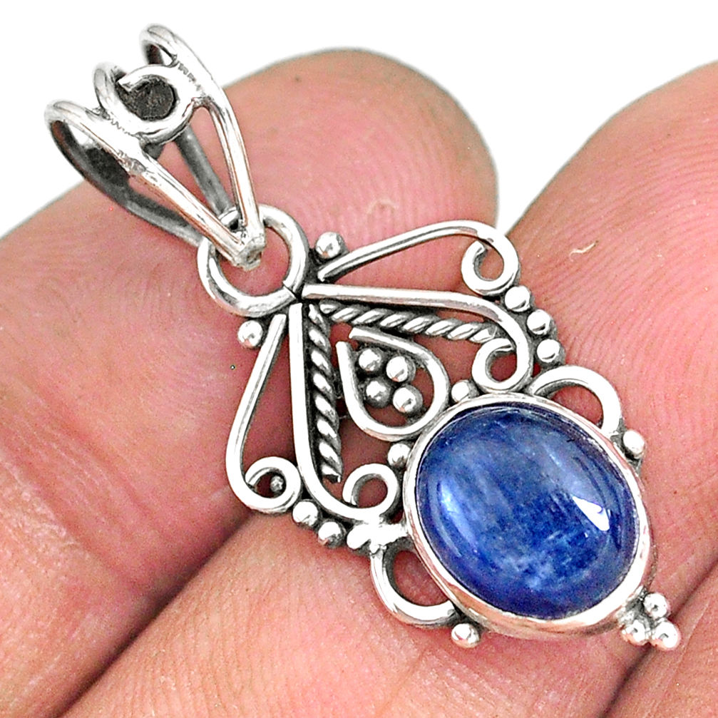 4.02cts natural blue kyanite 925 sterling silver pendant jewelry r90224