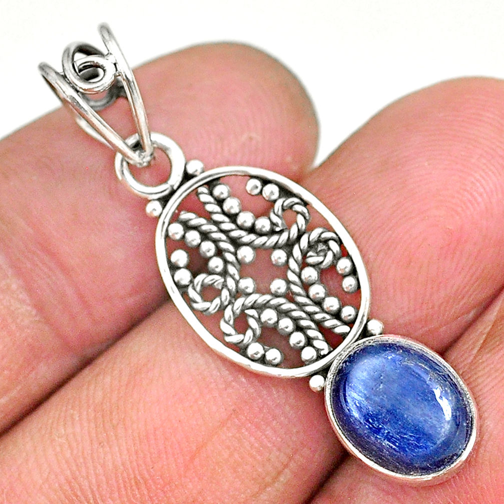3.67cts natural blue kyanite 925 sterling silver pendant jewelry r90228