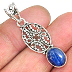 3.96cts natural blue kyanite 925 sterling silver pendant jewelry r90229