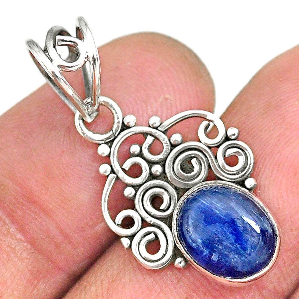 3.58cts natural blue kyanite 925 sterling silver pendant jewelry r90231