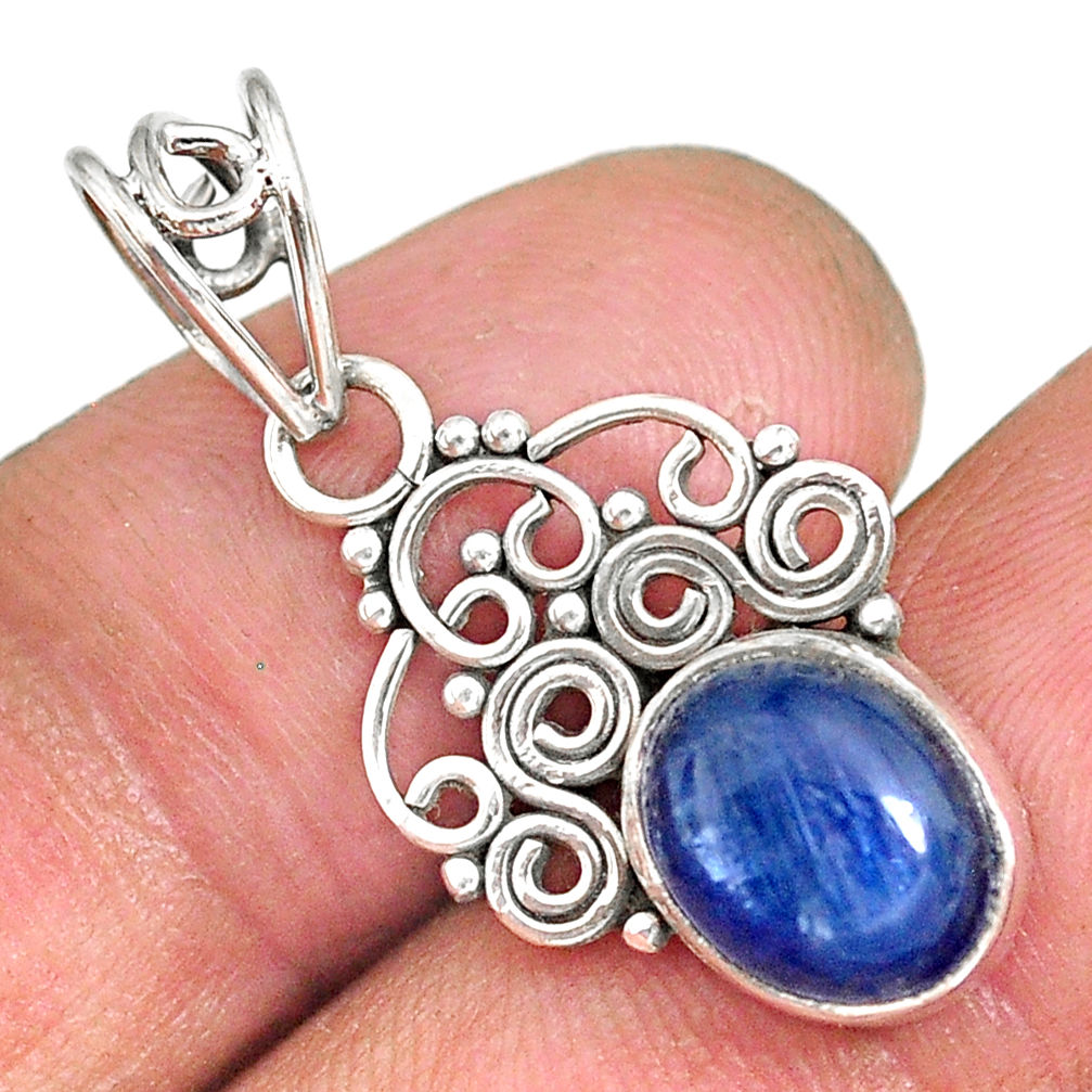 3.65cts natural blue kyanite 925 sterling silver pendant jewelry r90232