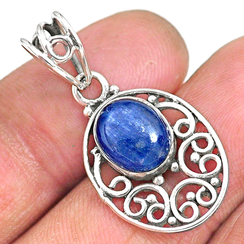 3.73cts natural blue kyanite 925 sterling silver pendant jewelry r90234