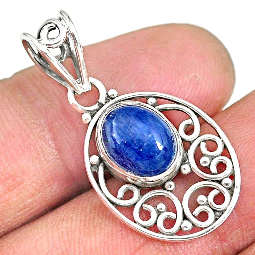 3.98cts natural blue kyanite 925 sterling silver pendant jewelry r90235