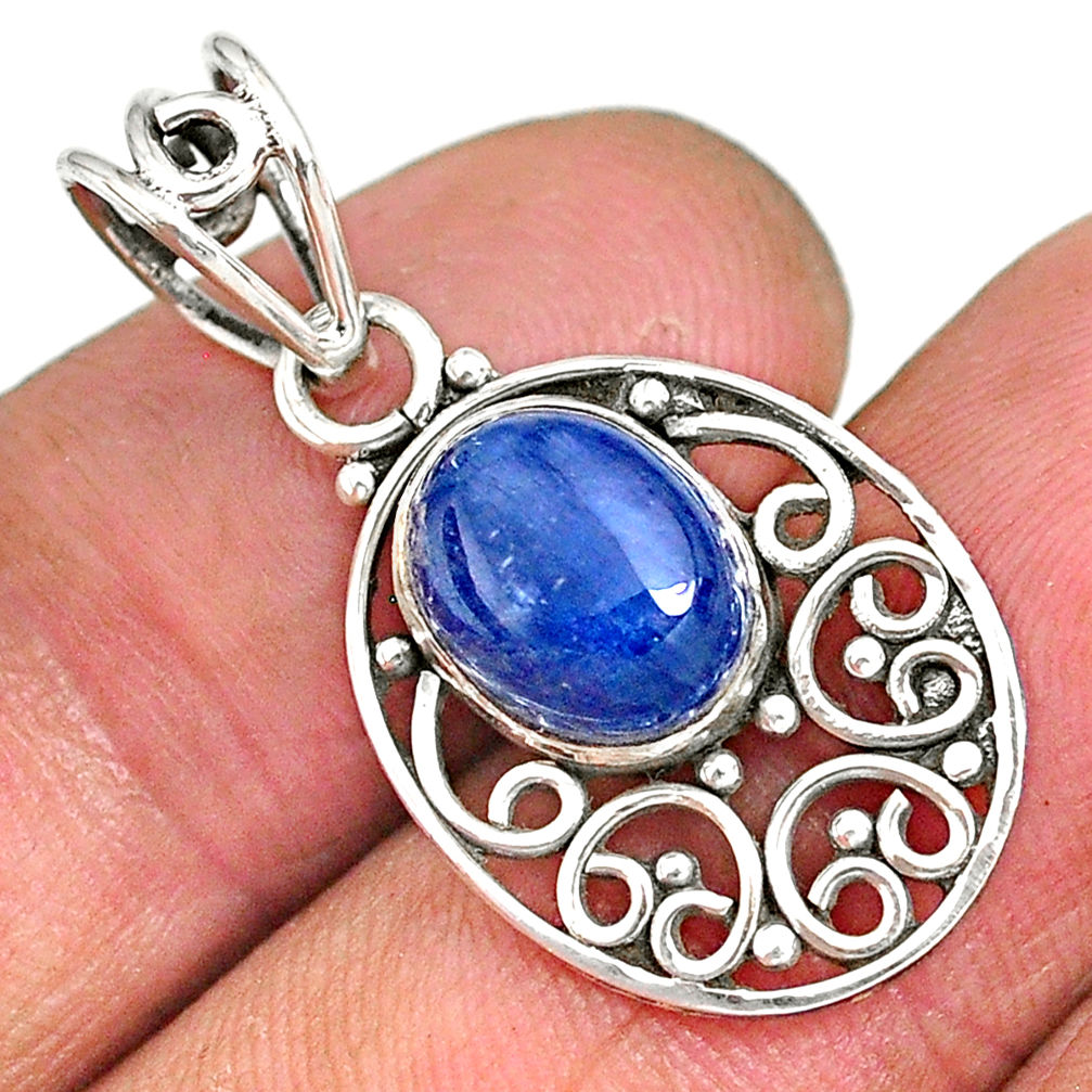 3.89cts natural blue kyanite 925 sterling silver pendant jewelry r90236