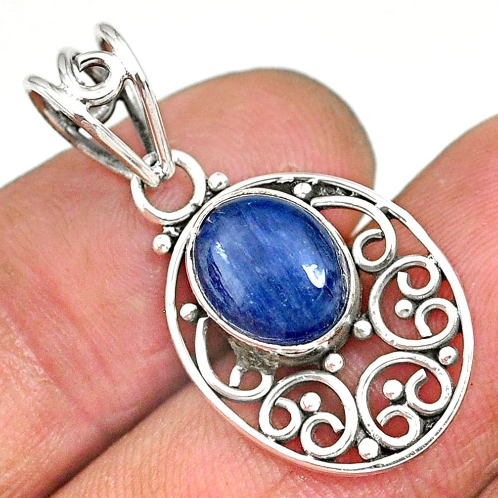 4.00cts natural blue kyanite 925 sterling silver pendant jewelry r90237