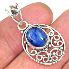 Clearance Sale- 3.67cts natural blue kyanite 925 sterling silver pendant jewelry r90251