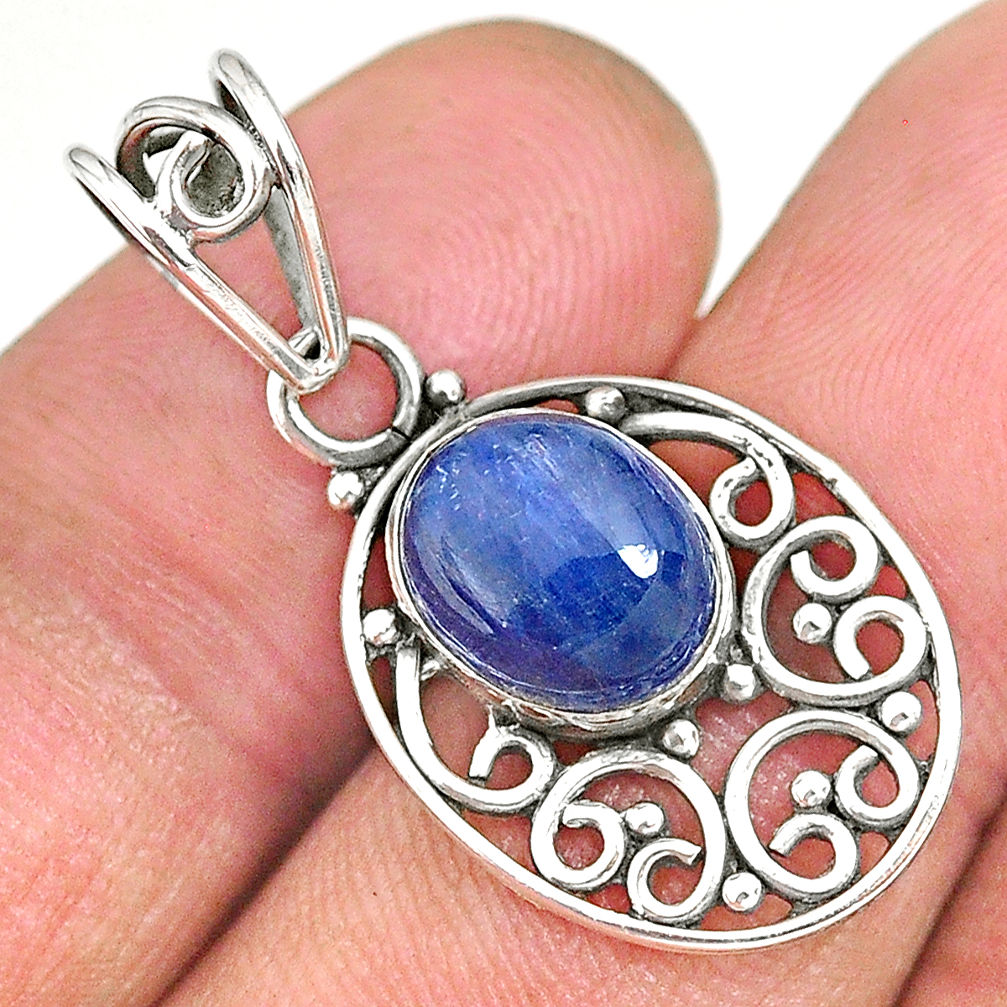 3.85cts natural blue kyanite 925 sterling silver pendant jewelry r90252