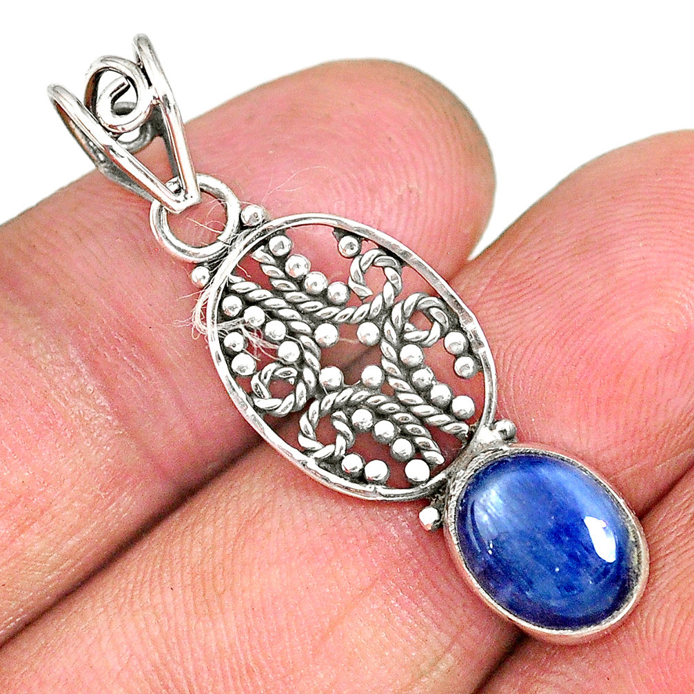 3.60cts natural blue kyanite 925 sterling silver pendant jewelry r90255