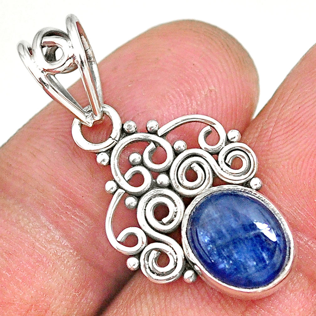 3.72cts natural blue kyanite 925 sterling silver pendant jewelry r90256