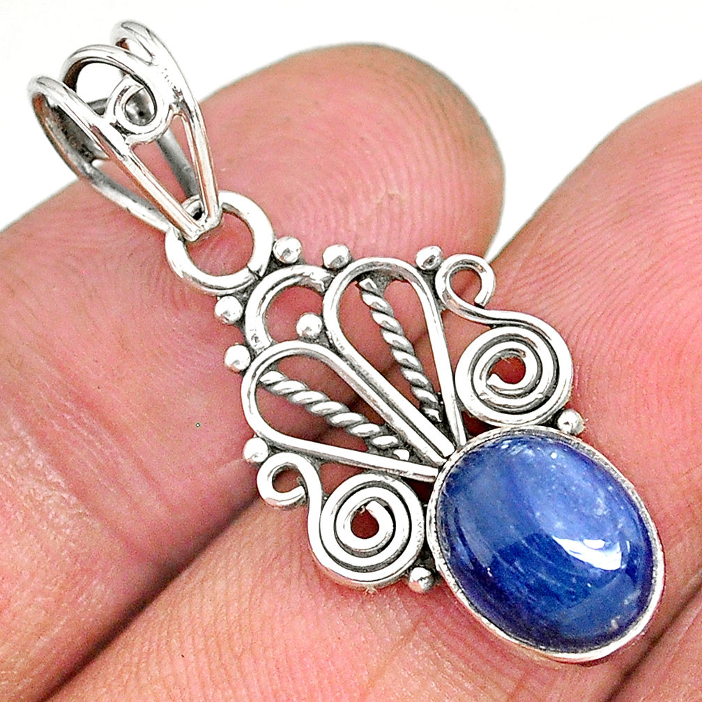 3.68cts natural blue kyanite 925 sterling silver pendant jewelry r90258