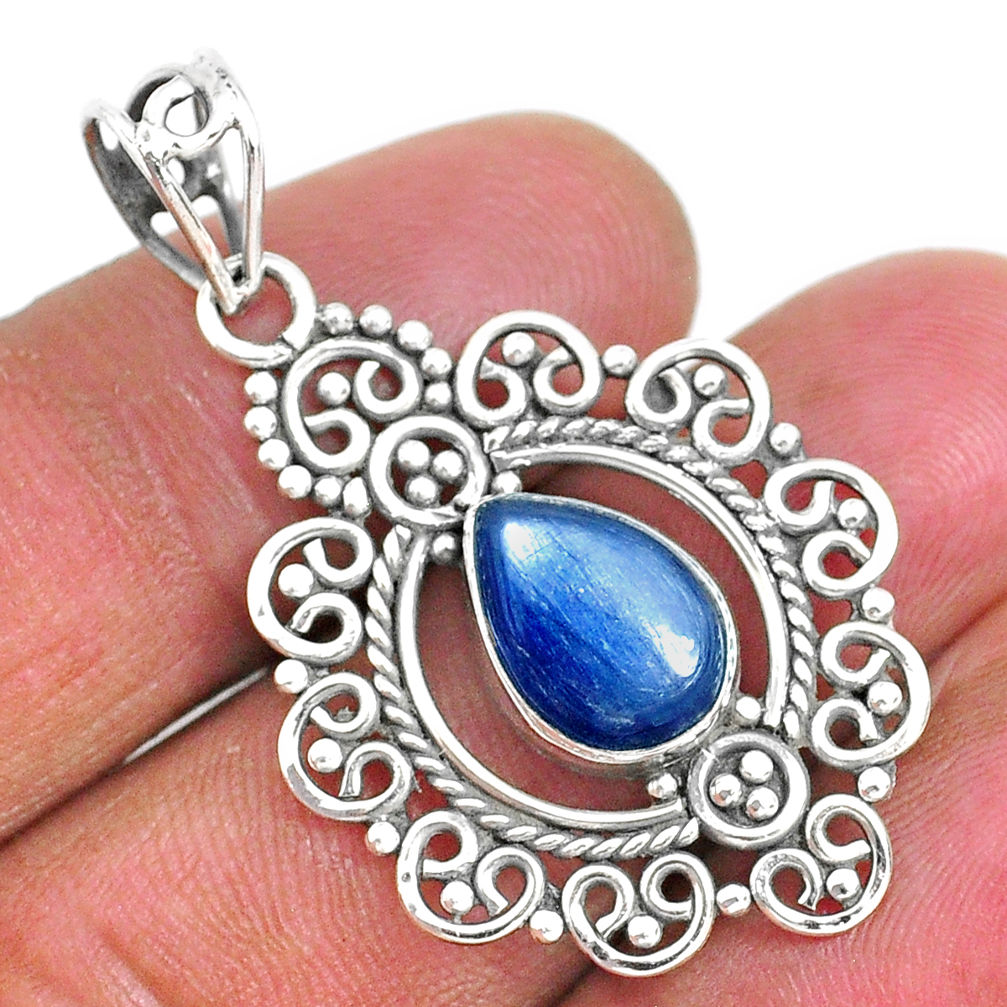 4.63cts natural blue kyanite 925 sterling silver pendant jewelry r93920