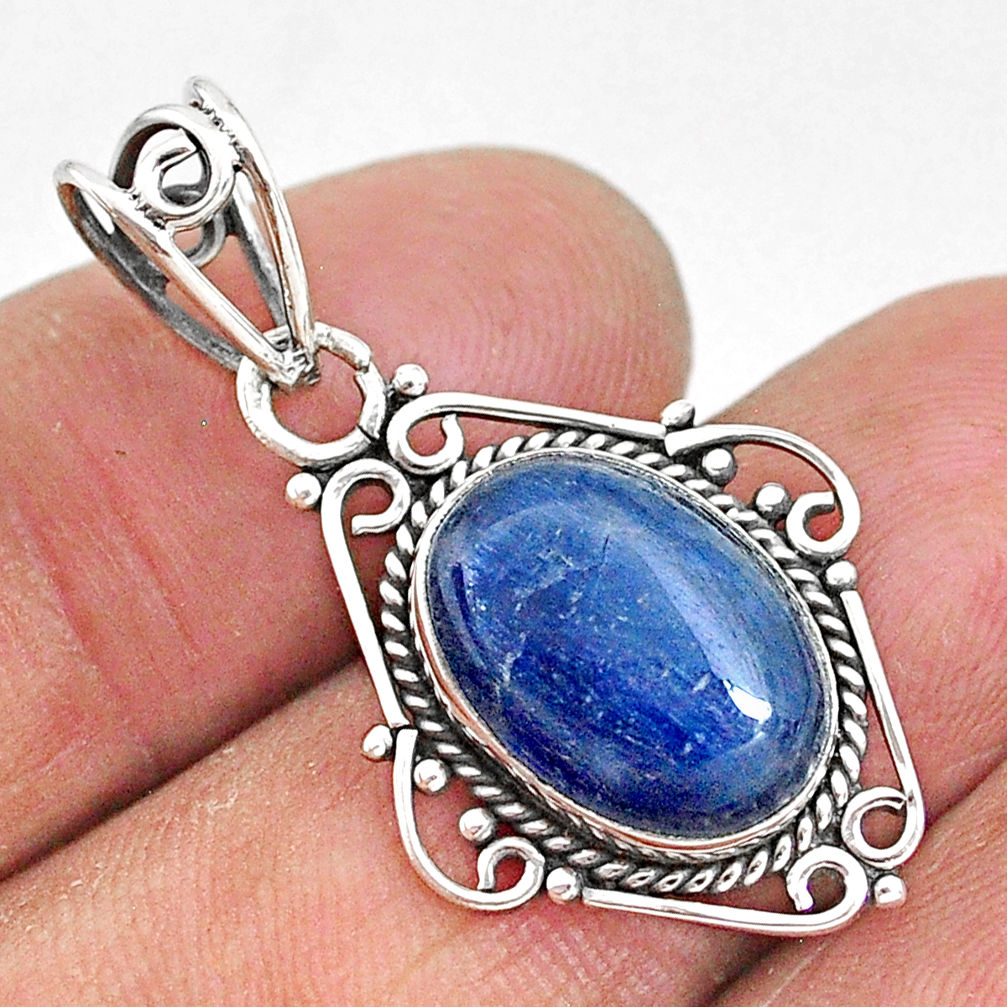 7.00cts natural blue kyanite 925 sterling silver handmade pendant t2305