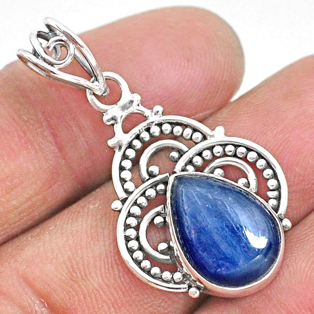 6.39cts natural blue kyanite 925 sterling silver handmade pendant t2308