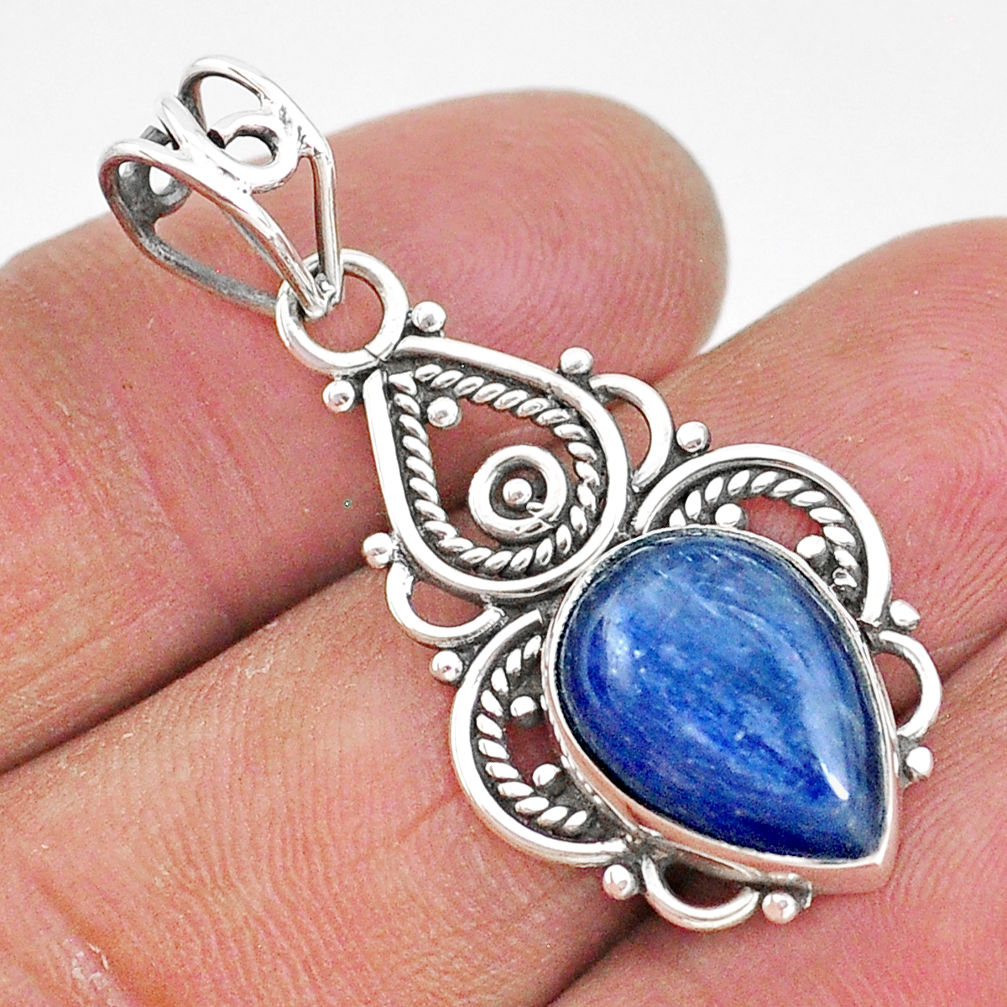 6.61cts natural blue kyanite 925 sterling silver handmade pendant t2320