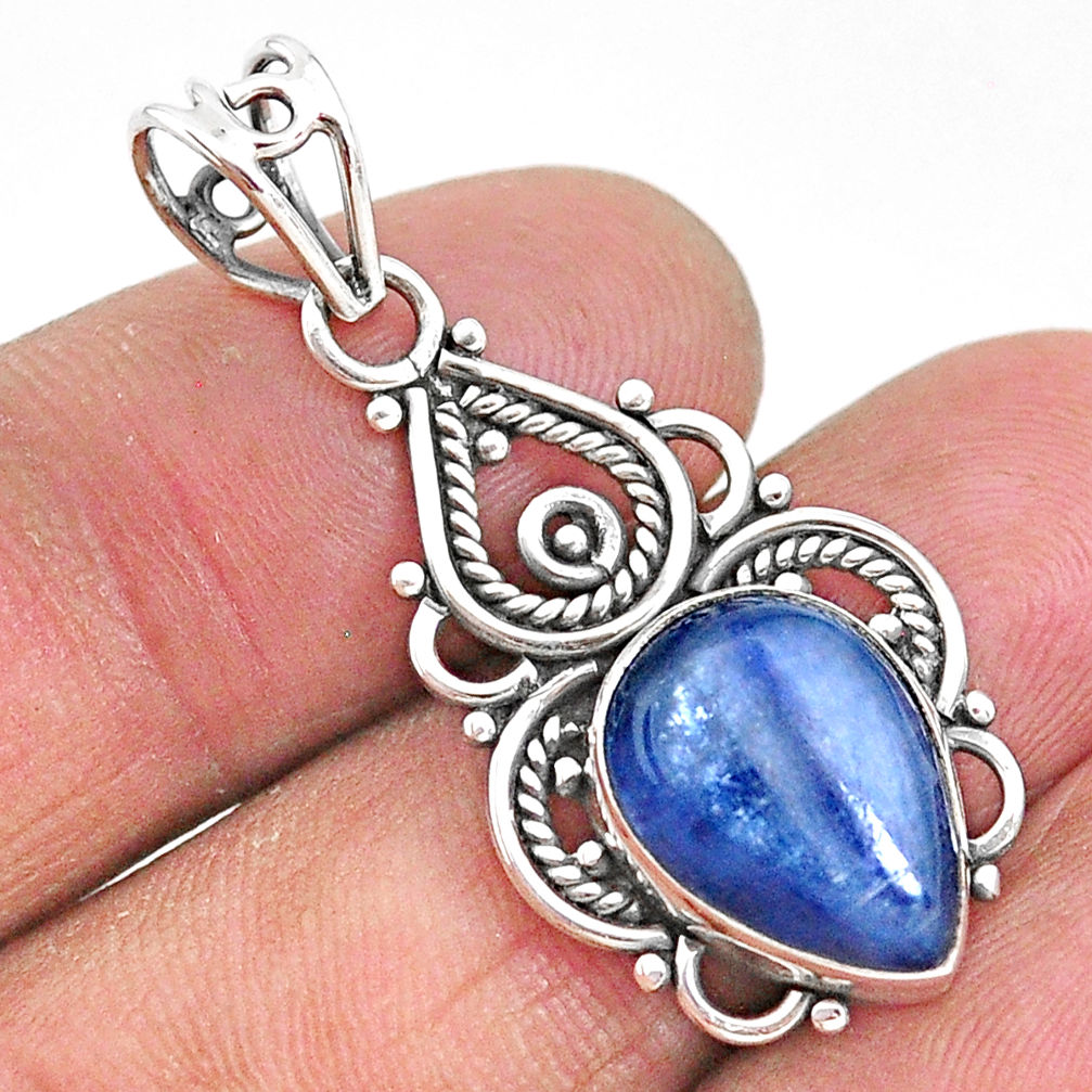 5.61cts natural blue kyanite 925 sterling silver handmade pendant t2327