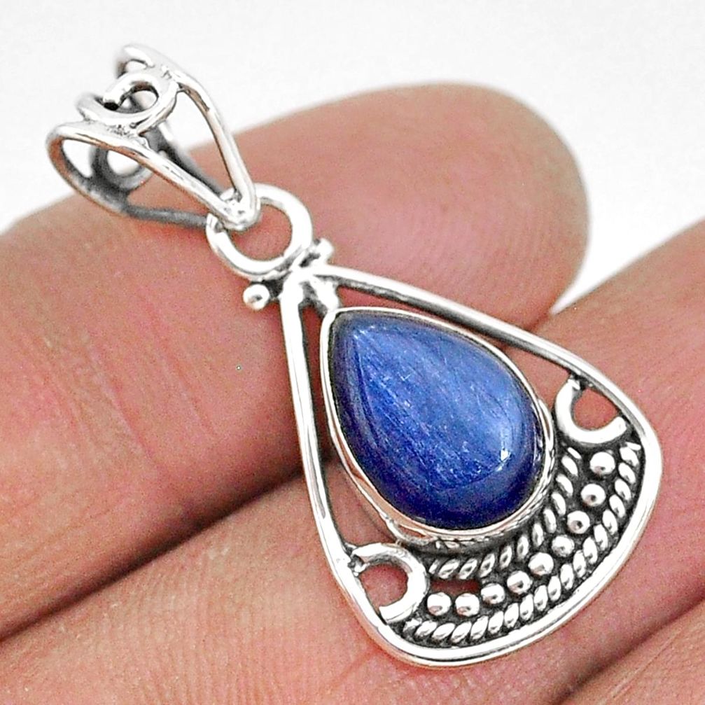 3.73cts natural blue kyanite 925 sterling silver handmade pendant t2346