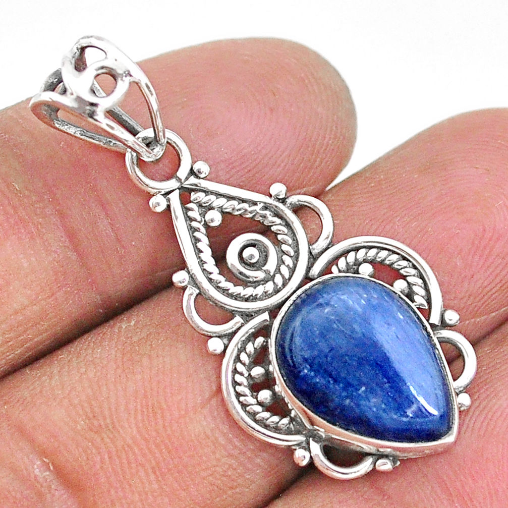 6.22cts natural blue kyanite 925 sterling silver handmade pendant t2348