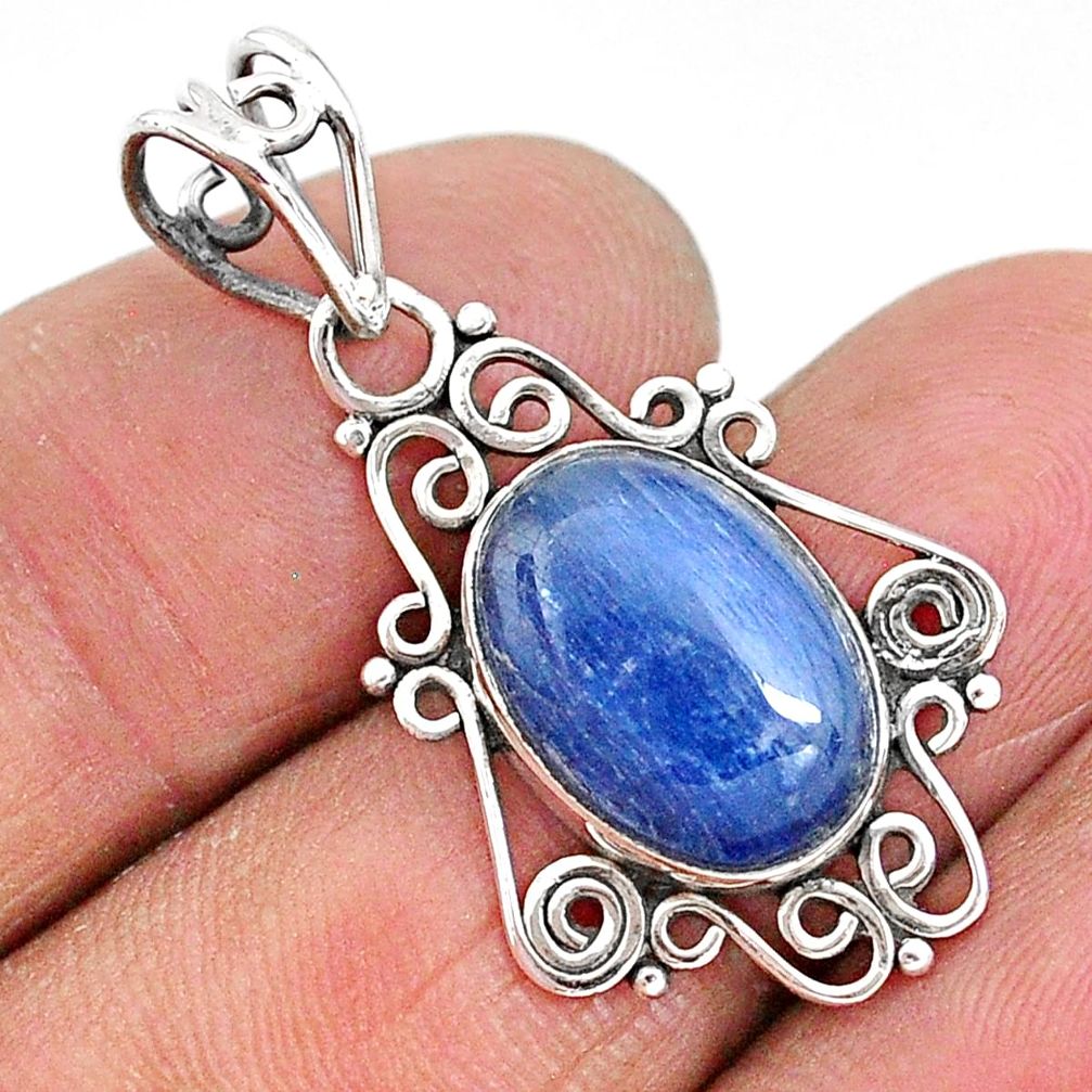 5.79cts natural blue kyanite 925 sterling silver handmade pendant t2358