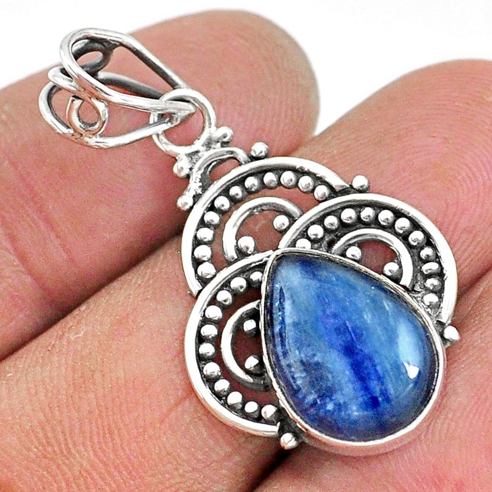 5.79cts natural blue kyanite 925 sterling silver handmade pendant t2360