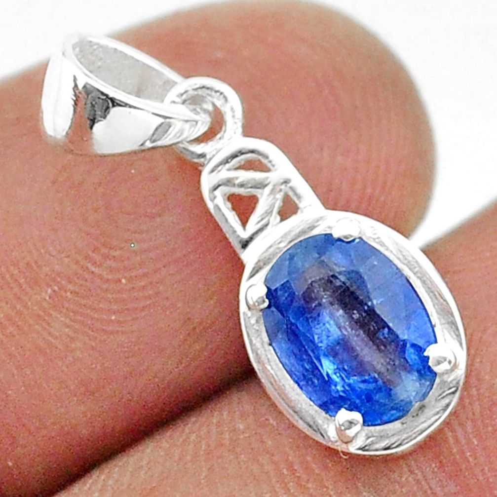 2.05cts natural blue kyanite 925 sterling silver pendant jewelry t51421