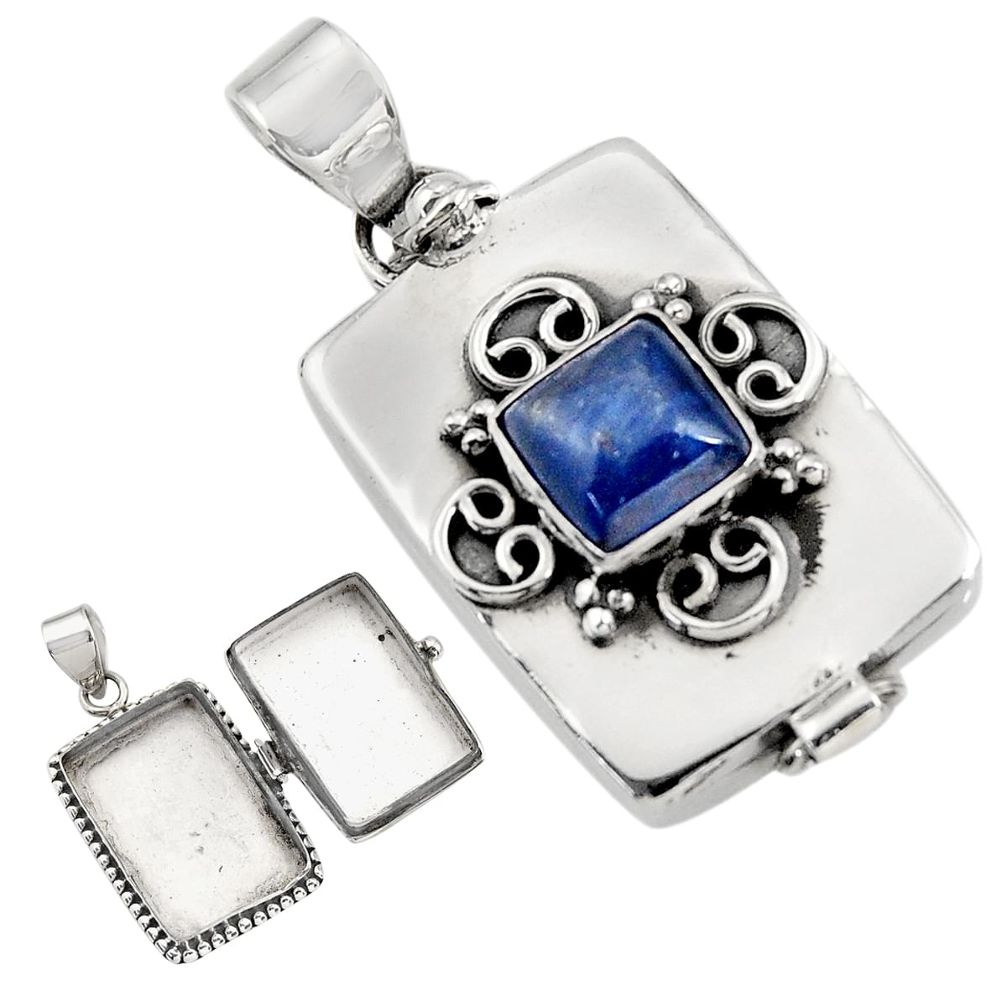 3.79cts natural blue kyanite 925 sterling silver poison box pendant r30721