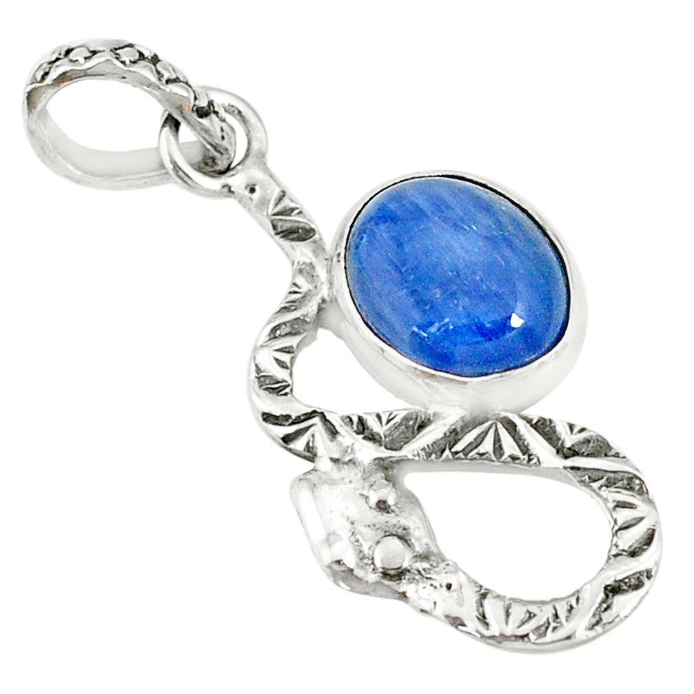 3.62cts natural blue kyanite 925 sterling silver snake pendant jewelry r78533