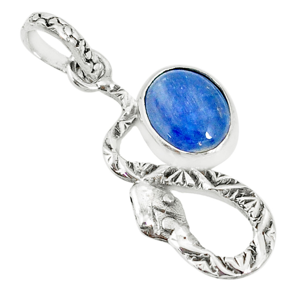 3.62cts natural blue kyanite 925 sterling silver snake pendant jewelry r78534