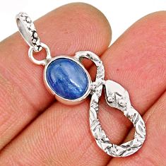 3.93cts natural blue kyanite 925 sterling silver snake pendant jewelry y7844