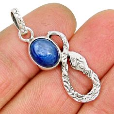3.94cts natural blue kyanite 925 sterling silver snake pendant jewelry y7858