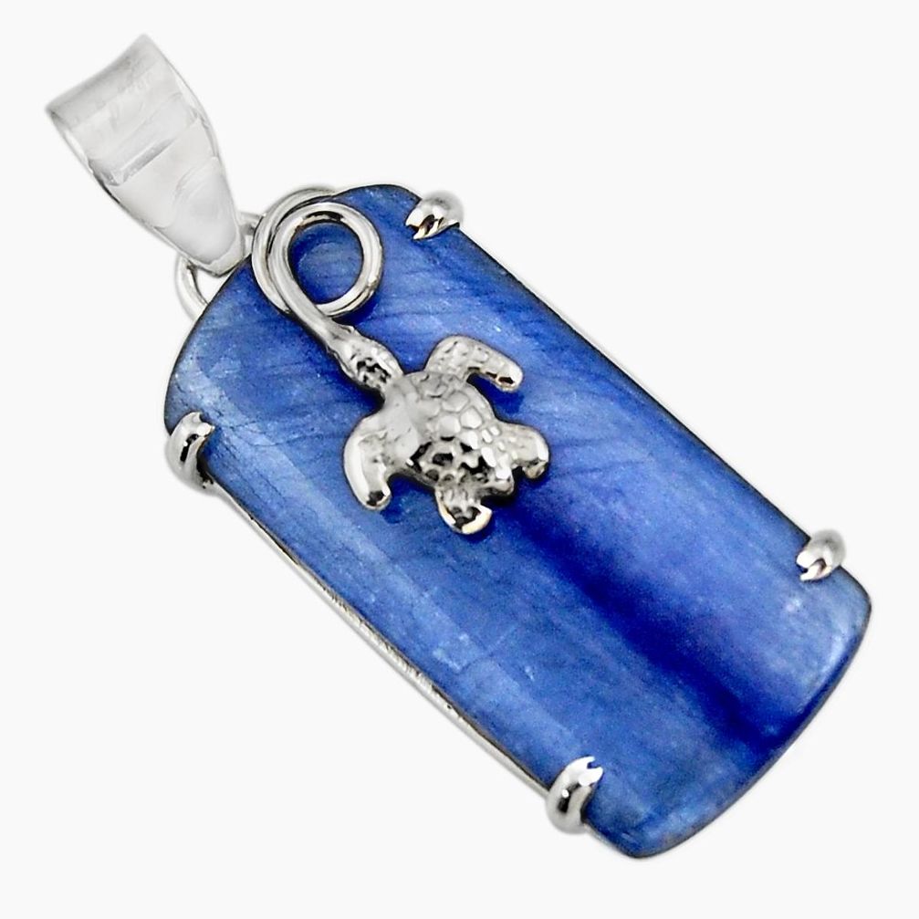 22.30cts natural blue kyanite 925 sterling silver turtle pendant jewelry d42661