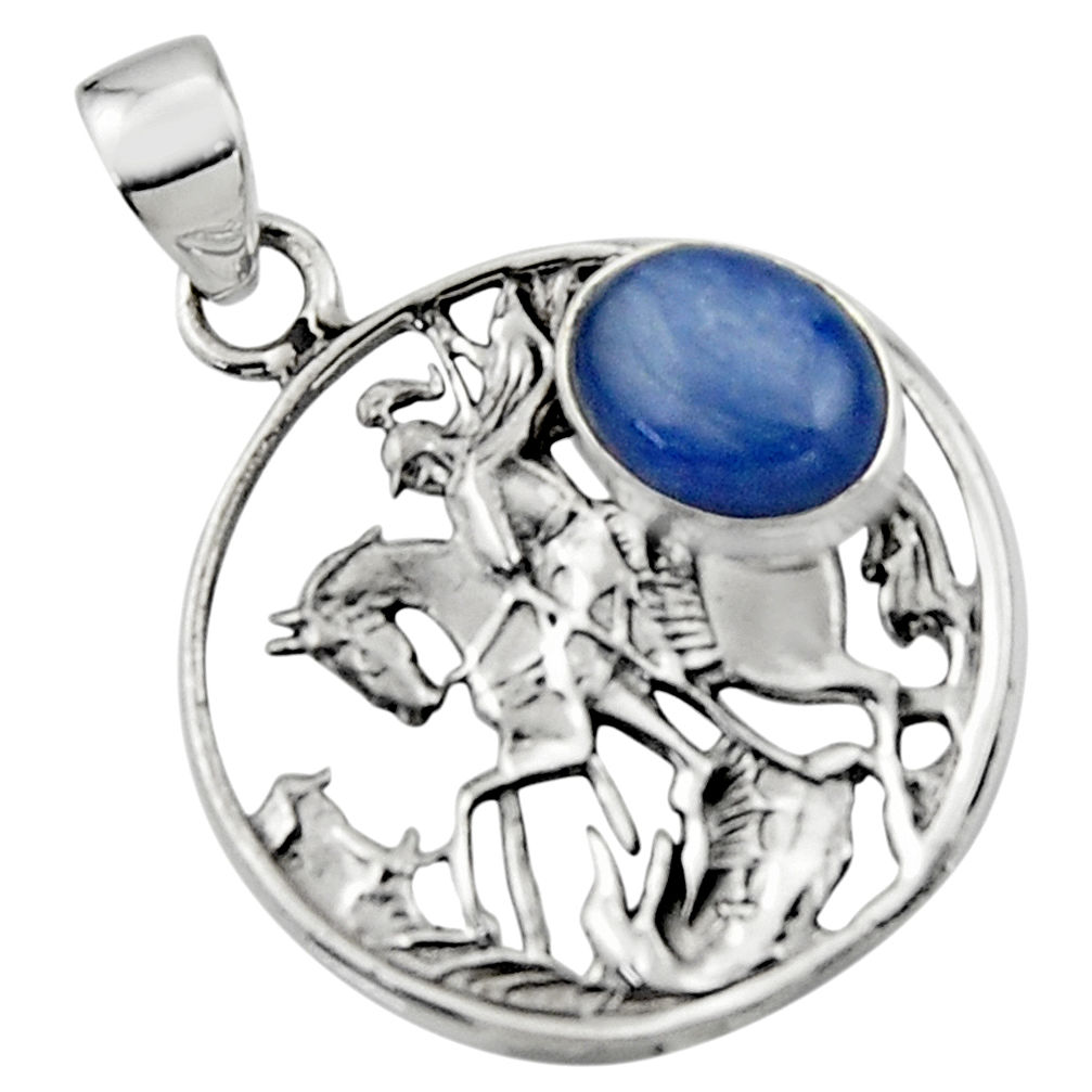 4.67cts natural blue kyanite 925 sterling silver unicorn pendant jewelry r52776