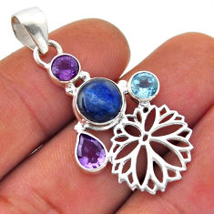6.54cts natural blue kyanite amethyst topaz 925 sterling silver pendant n51631