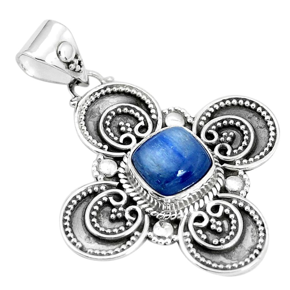 blue kyanite cushion 925 sterling silver pendant jewelry p33505