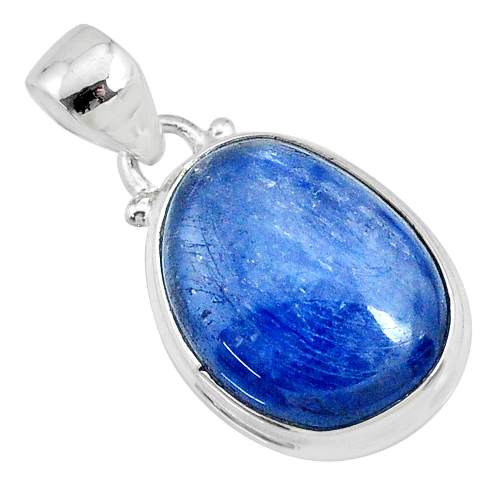 16.73cts natural blue kyanite fancy 925 sterling silver pendant jewelry r69341