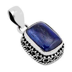 6.45cts natural blue kyanite octagan sterling silver pendant jewelry y64268