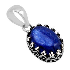 5.52cts natural blue kyanite oval 925 sterling silver pendant jewelry n2409