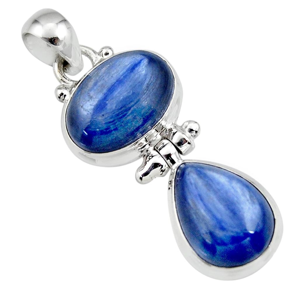 12.77cts natural blue kyanite oval 925 sterling silver pendant jewelry r46846