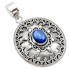2.98cts natural blue kyanite oval 925 sterling silver pendant jewelry r47005